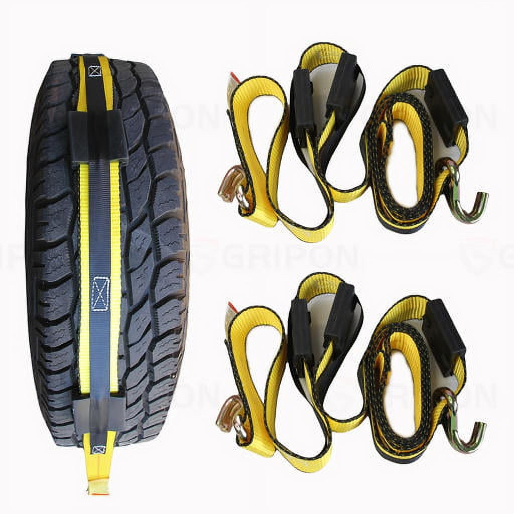 Aazon.co: 4 Axle Straps Car Hauler Trailer Auto Tie Down 4 Ratchet Straps Tow Kit - Ade In - Foto 3