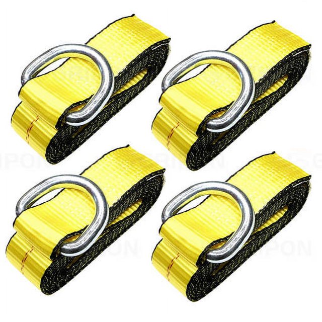 GRIPON (Pack of 4) 2" X 12ft Feet Lasso Strap with D Ring Auto Tie Down