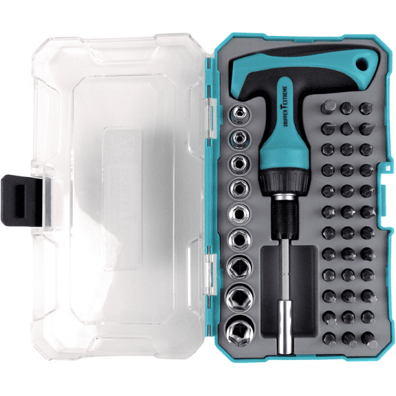 GRIPPER EXTREME, T-HANDLE RATCHET MULTI-BIT SCREWDRIVER SET