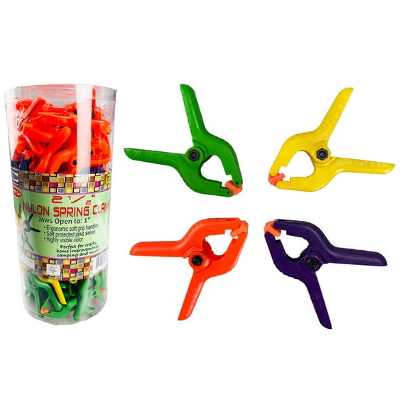 GRIPPICLAMP 100-Piece Multi-Colored Spring Clamps | 2.5" with Pivoting Jaws | Versatile & Durable