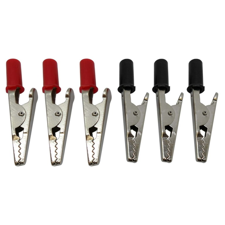 Toolusa 6 Piece Set of 2 inch Alligator Clips-3 in Black and 3 in Red Handles - TE-07232
