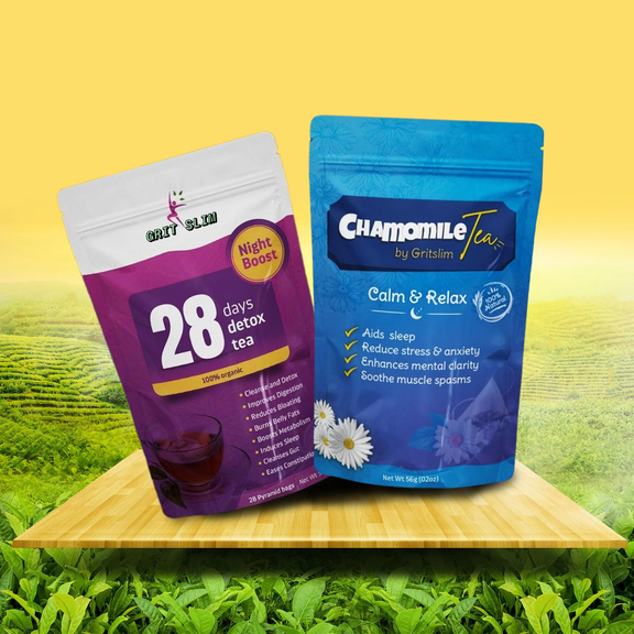 GRIT Daily Wellness Duo (2-Pack) | Chamomile & Night Boost Herbal Tea Set | Supports Relaxation, Digestive Comfort & Routine Balance | Caffeine-Free