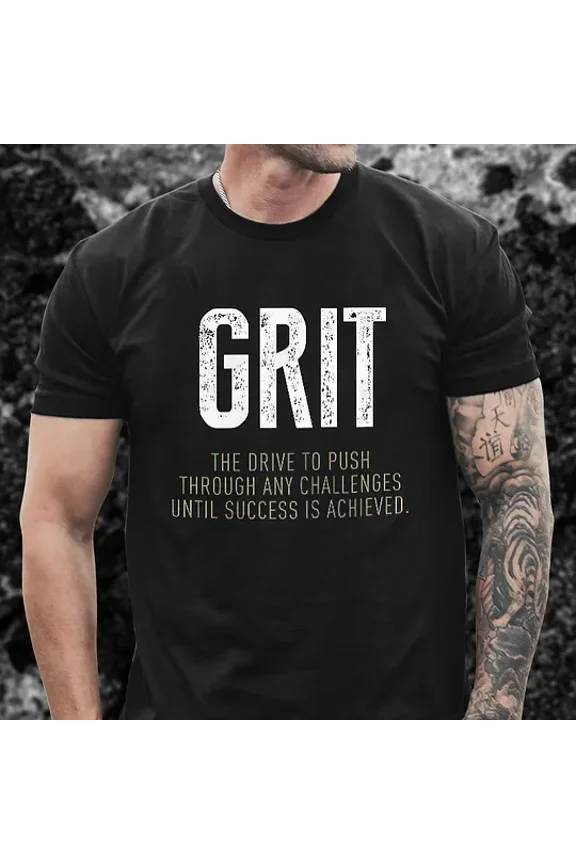 GRIT Definition Motivational T-Shirt | Inspirational Workout & Entrepreneur Tee