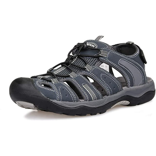 GRITION Mens Outdoor Hiking Sandals Closed Toe Waterproof Fisherman