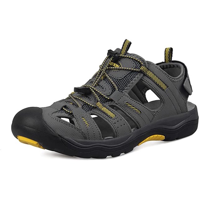GRITION Mens Outdoor Hiking Sandals Closed Toe Waterproof Fisherman