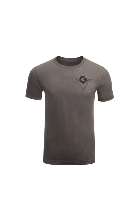 Cotton Blend Crewneck Short Sleeve T-Shirt - Gray, Mountain Logo, X-Large