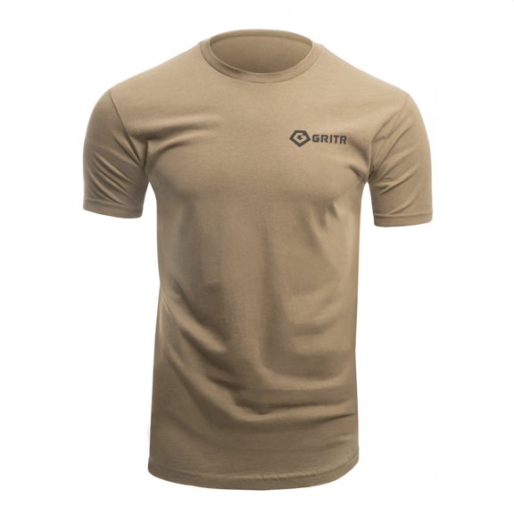 GRITR Cotton Blend Crewneck Short Sleeve T-Shirt - Ranger Green, Topographic Logo, Medium