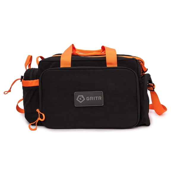 GRITR Duffle Bag for Hunting, Travel & Sports, Black with Orange