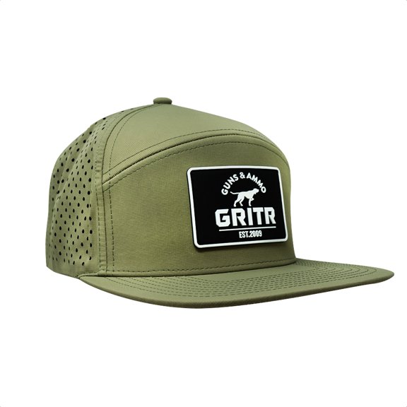 GRITR One Size Casual Trucker Hat w/ Patch & Flat-Bill Visor, Loden