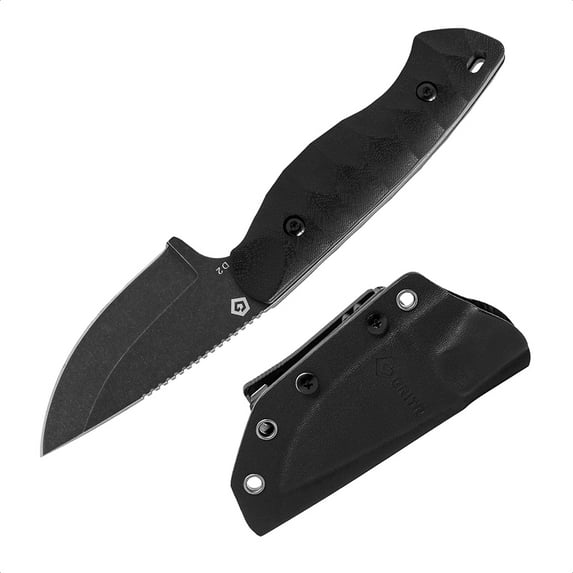 GRITR Scout Hunting EDC Drop Point Fixed Blade Knife w/ Kydex Sheath, BL