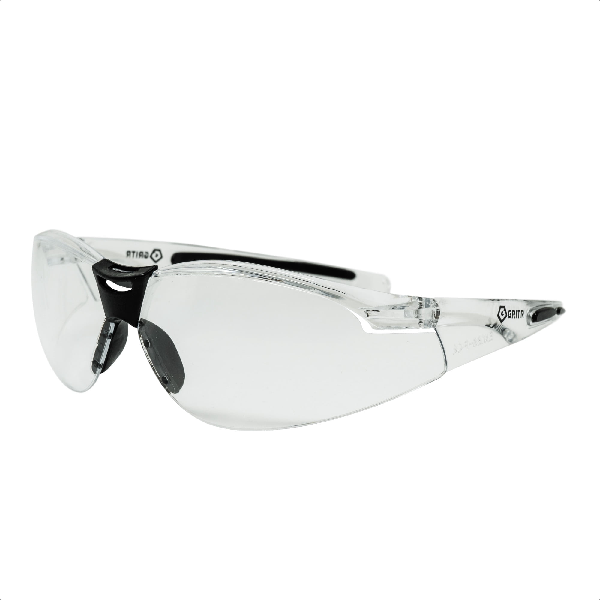 GRITR Shooting & Safety Glasses - ANSI Z87.1 Certified, Anti-Fog Clear Lenses, UV400 Protection, Transparent Frame
