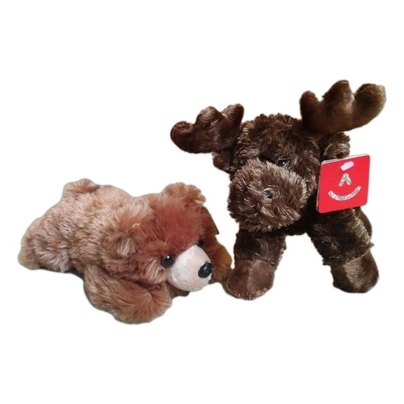 GRIZZLY BEAR & MAXAMOOSE MOOSE Mini Flopsie 8" Stuffed Animal Plush by Aurora