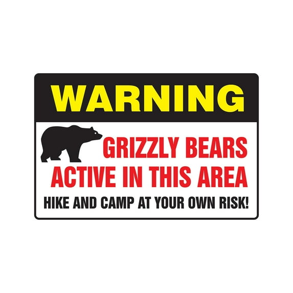 GRIZZLY BEARS ACTIVE IN THIS AREA Warning Aluminum Sign black brown cubs hunter