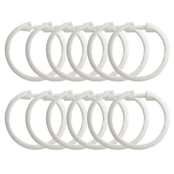 GRJIRAC 12Pcs Circular Plastic Shower Curtain O Rings Duable Drape Loop Hooks for Bathroom Gliding on Shower Rod Snap Closure