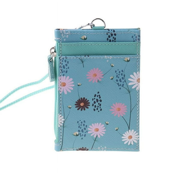 GRJIRAC Portable Leather ID Badge Card Holder Case ipper Coin Pocket Purse Office Work with Neck Lanyard