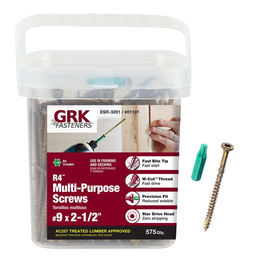 Deck Screw, #9 x 2-1/2 in, Steel, Flat Head, Torx Drive, 575 PK GRK01101