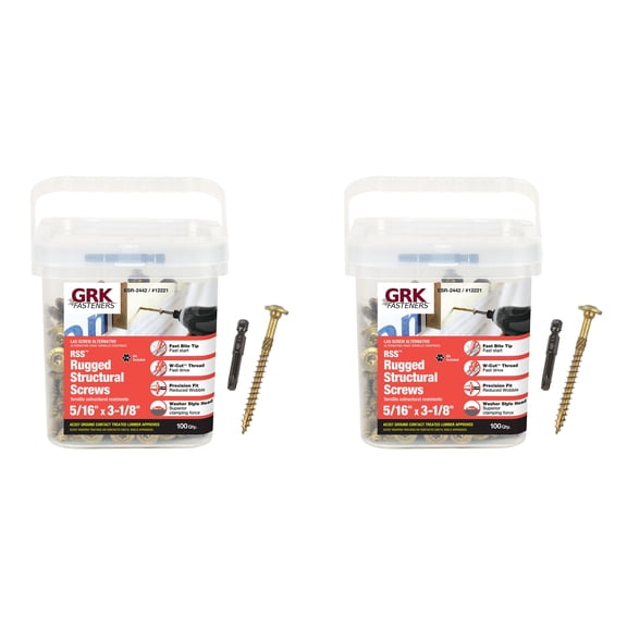 GRK 12221 5/16x3-1/8 Star Drive Washer Head Climatek Coated Steel RSS Rugged Structural Screws, 200/Box