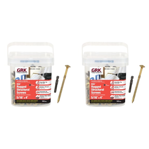 GRK 12225 5/16x4 Star Drive Washer Head Climatek Coated Steel RSS Rugged Structural Screws, 200/Box