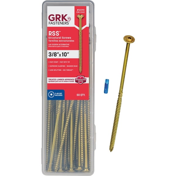 GRK RSS Rugged Structural Screw - Steel, Gold - 50 Count, 3/8" x 10"