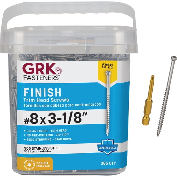 GRK Trim Head Screw - 305 Stainless Steel, Star Drive - 770 Count, 3 In.