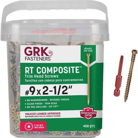 GRK Trim Head Composite Deck Screw - Stainless Steel - 408 Count, 9", Other Color Construction & DIY Use, Standard Hardware Spec