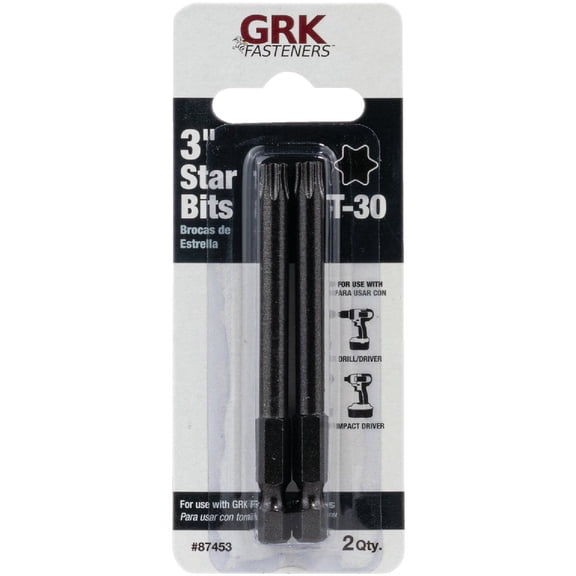 GRK CARD30-3 Carded T-30 3-Inch Bits, 2 Bits per Card, Black