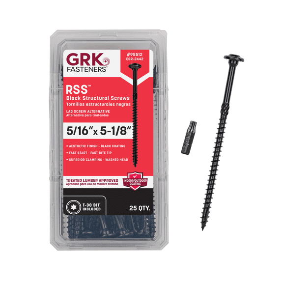 GRK 95512 RSS 5/16 x 5-1/8 in. - Black Screws 25pk