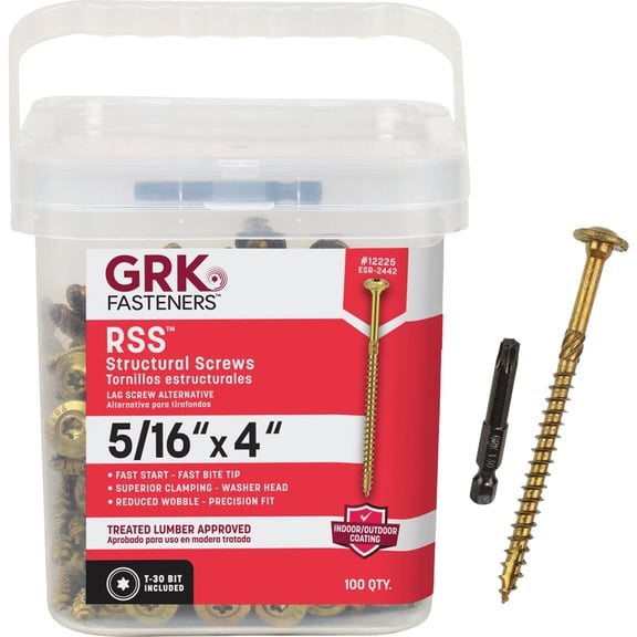 GRK FASTENERS 12225 RSS 5/16" x 4" SCREWS 100CT Construction & DIY Use, Standard Hardware Spec
