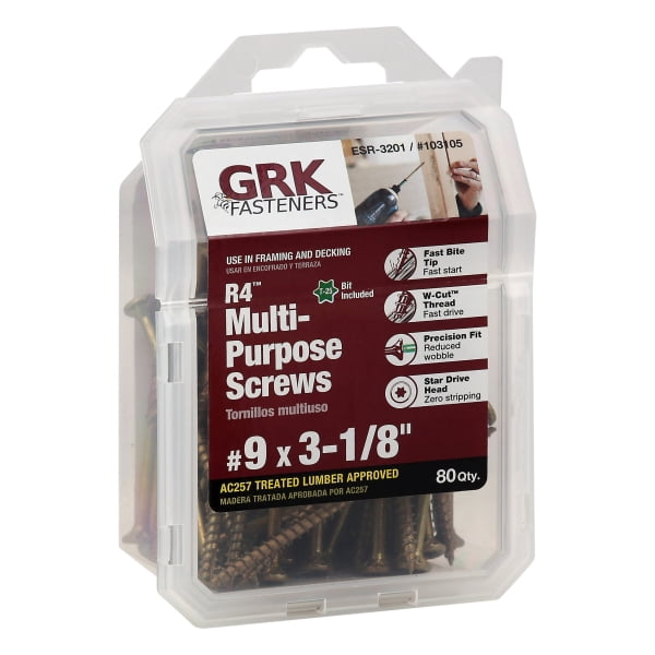 GRK 103105#9 by 3-1/8in Star Drive Bugle Head R4 Multi-Purpose Wood Screw 80pk