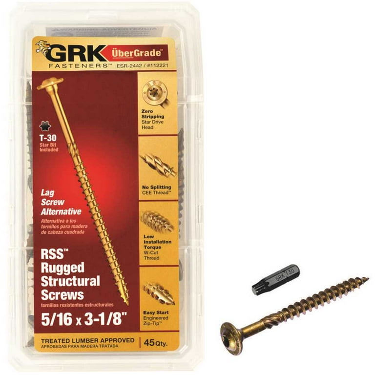 5/16 in. x 3-1/8 in. Star Drive Washer Head Rugged Structural Wood Screw (45-Pack) 5/16 in. x 3-1/8 in. Star Drive Washer Head Rugged Structural Wood Screw (45-Pack)