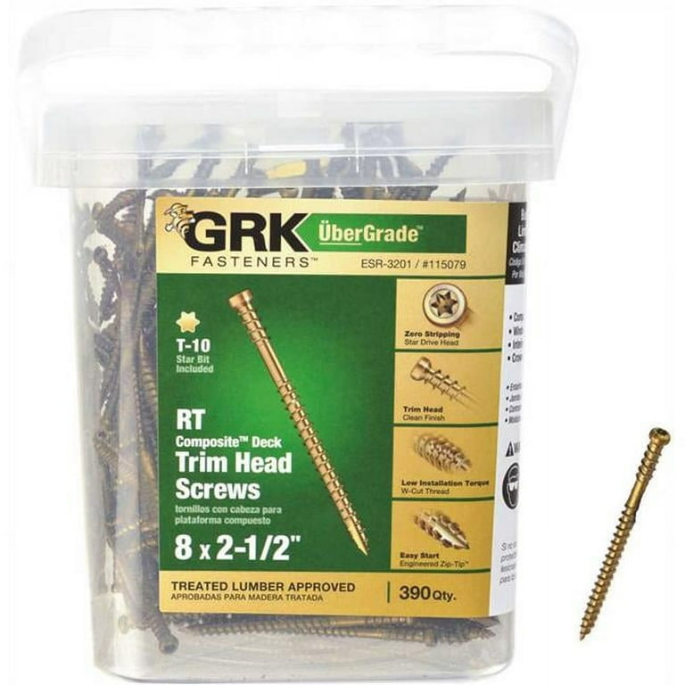 8 in. x 2-1/2 in. Star Drive Trim-Head RT Composite Screw (390 per Pack) 8 in. x 2-1/2 in. Star Drive Trim-Head RT Composite Screw (390 per Pack)