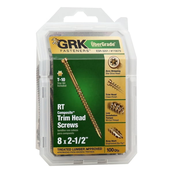 GRK Fasteners RT Composite 17079 Screw, #8 Thread, Reverse, T-10 Drive
