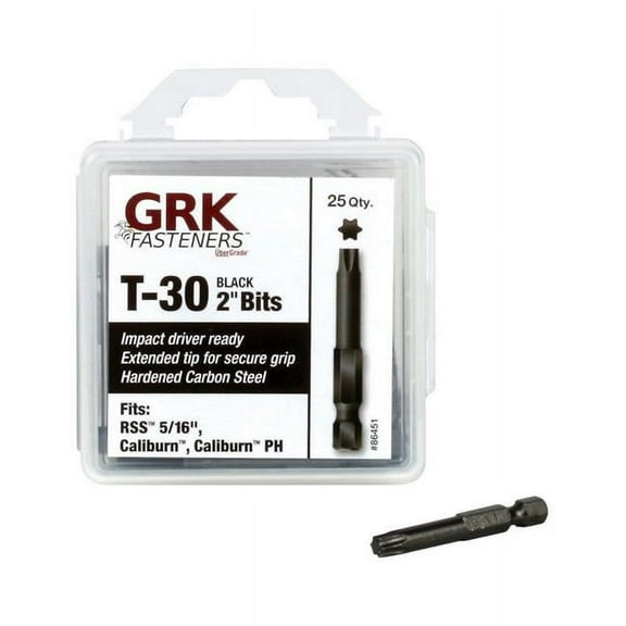 GRK 772691864512 T30-2" Bits in Black Containing Equal to 25 Bits, 1-Pack