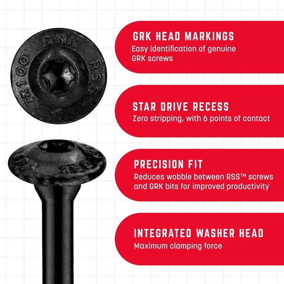 GRK Fasteners 5/16 x 6 Inch, Black Multi-Purpose Structural Screws, 25 PCS