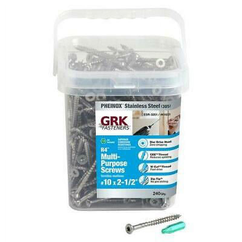 GRK Fasteners No. 10 x 21/2 in. L Star Flat Head Stainless Steel Multi
