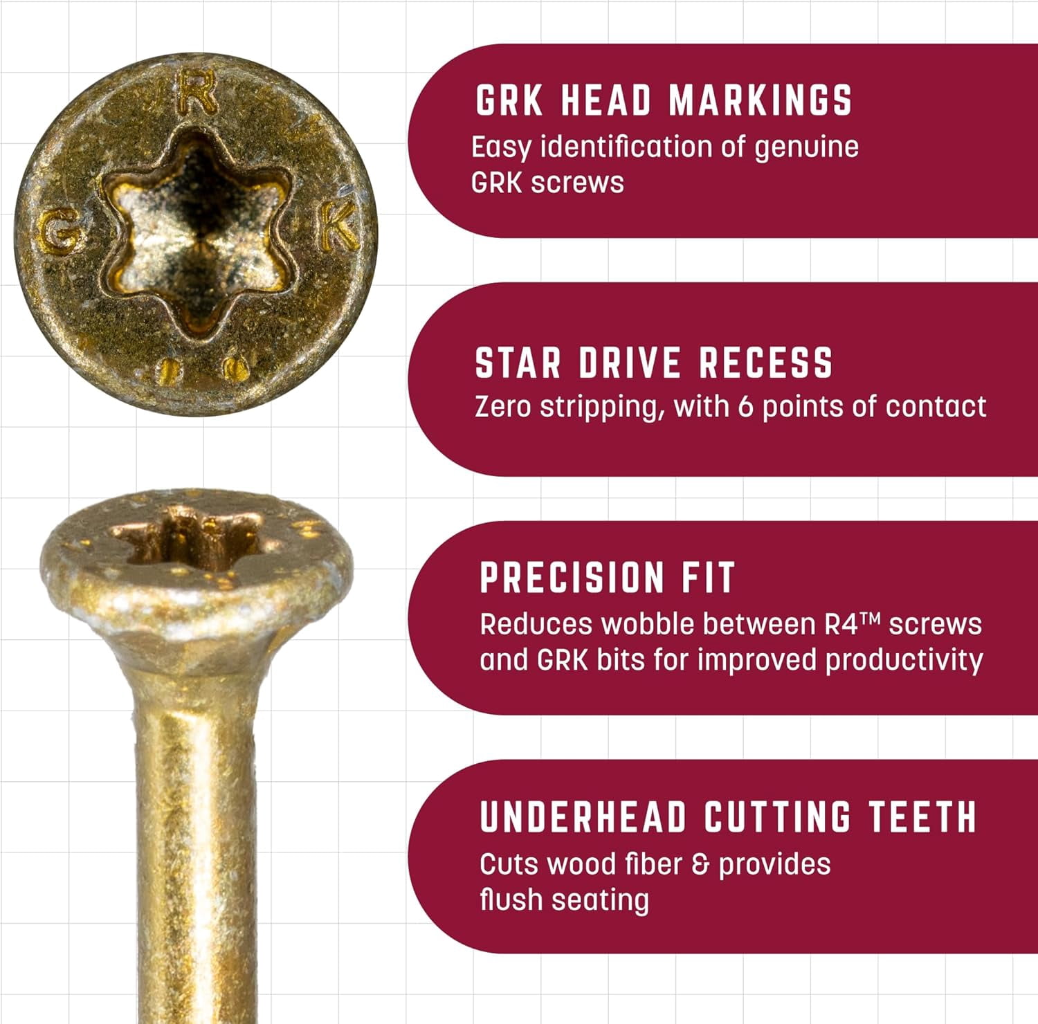 Gold Fasteners Coating GRK Fasteners R4#9 x 2-3/4 Inch, Multi-Purpose Framing Screws, 480 PCS ...