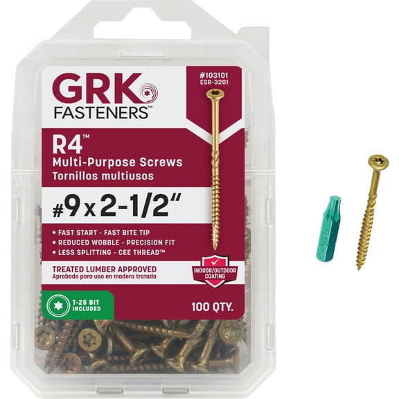 GRK Fasteners R4 No. 9 x 2-1/2 in. L Star Countersink Head Coated Steel Multi-Purpose Screws