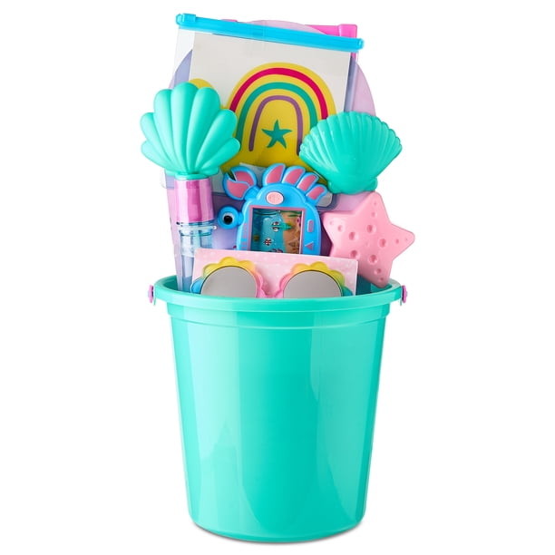 Beach-Themed Bucket with Toys, Easter Basket, Girl, Multi-color, 8" x 20", 7 Pieces