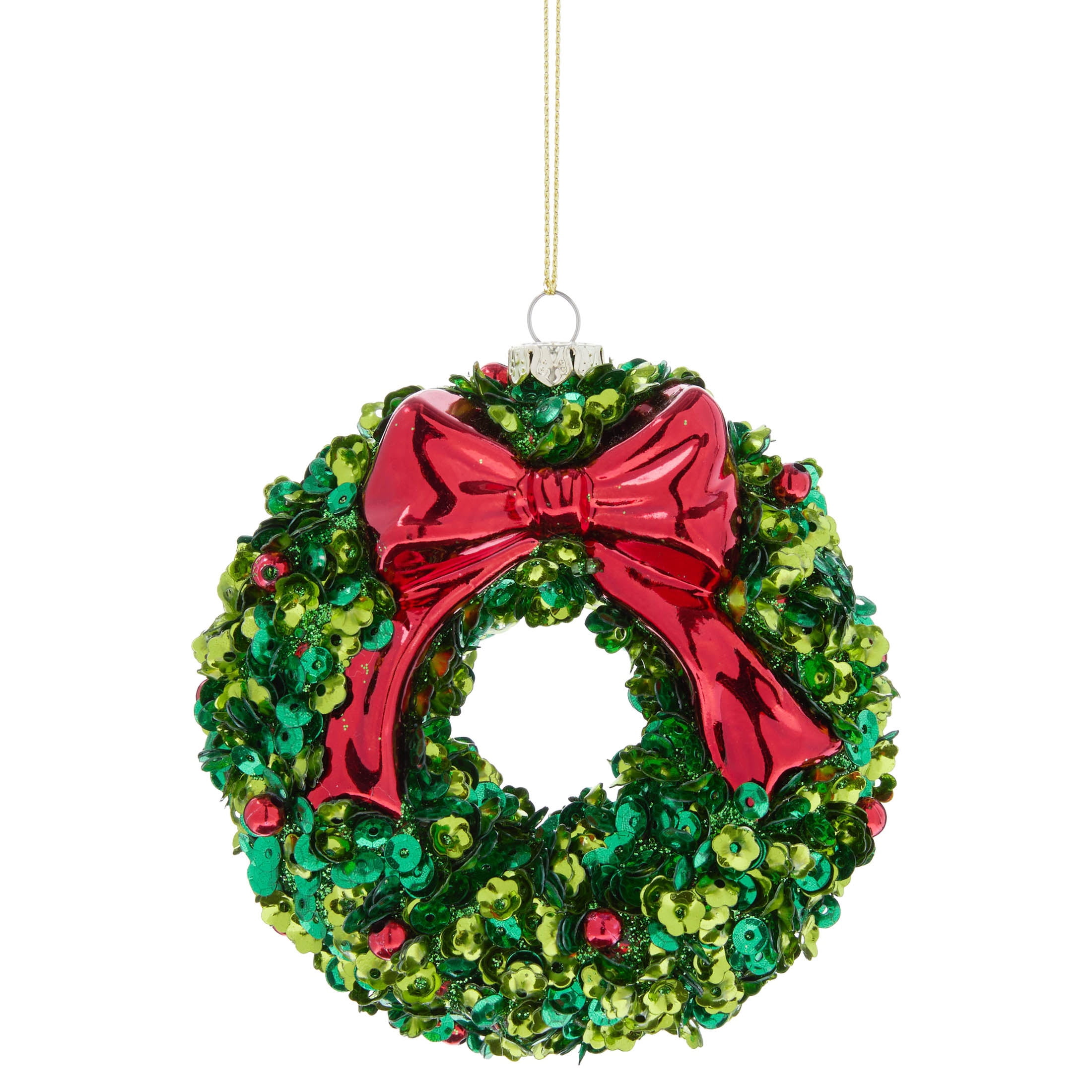 Green Sequin Wreath Christmas Ornament, 4.3", by Holiday Time