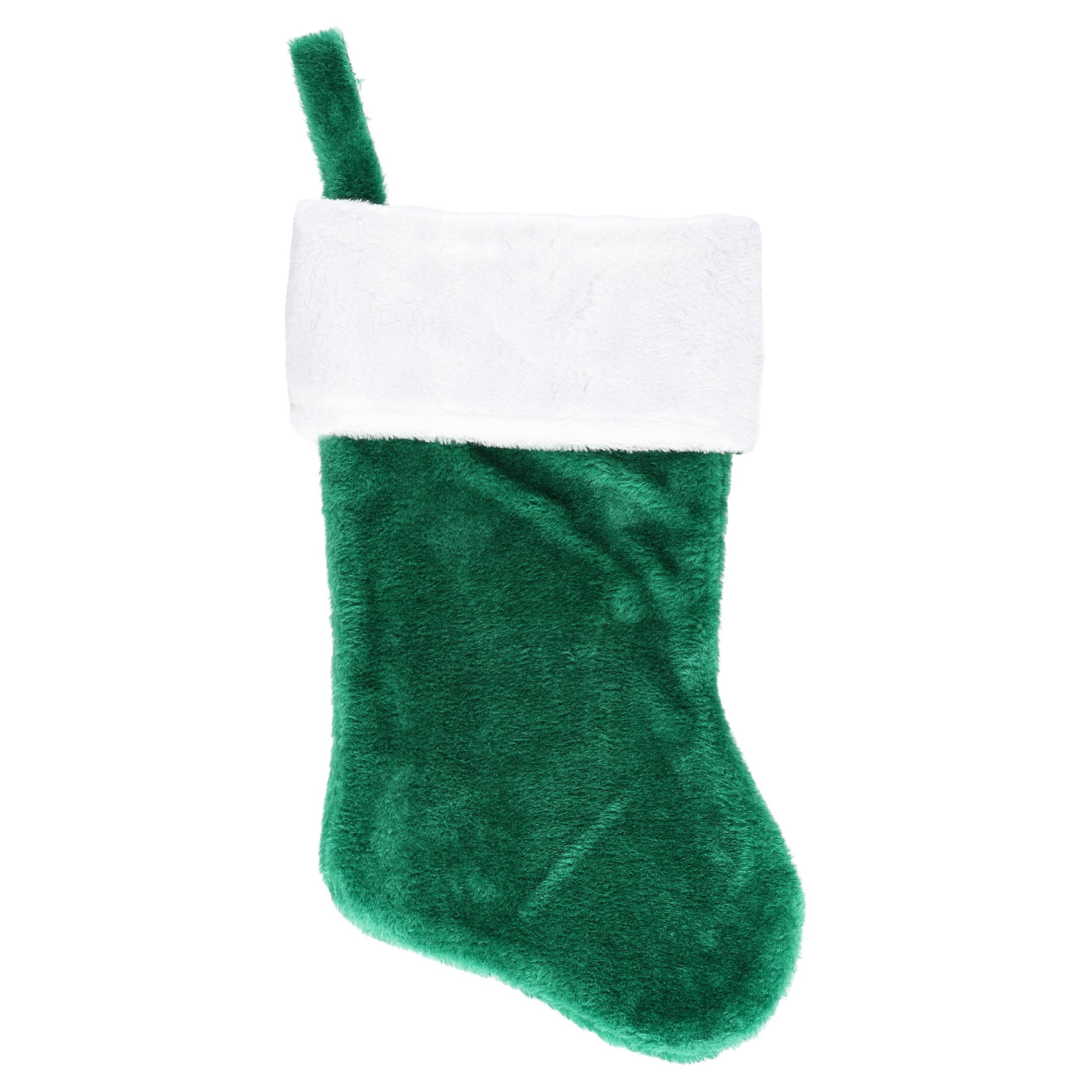 Plush Christmas Stocking, Green and White, 16", by Holiday Time
