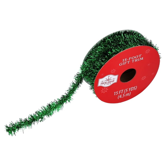 Green Tinsel Christmas Trim, 15', by Holiday Time