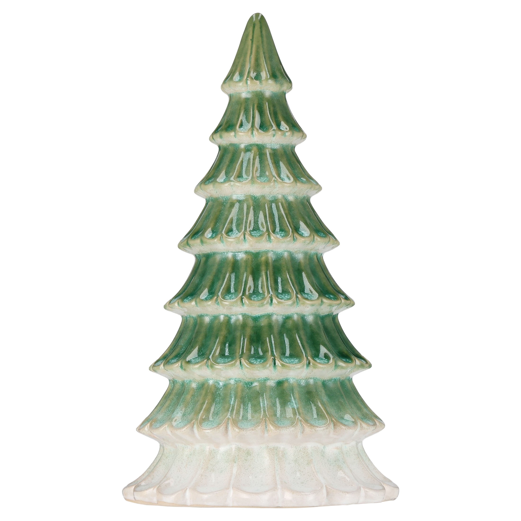 Ceramic Tree Christmas Decoration, Green and White, 10.5", by Holiday Time