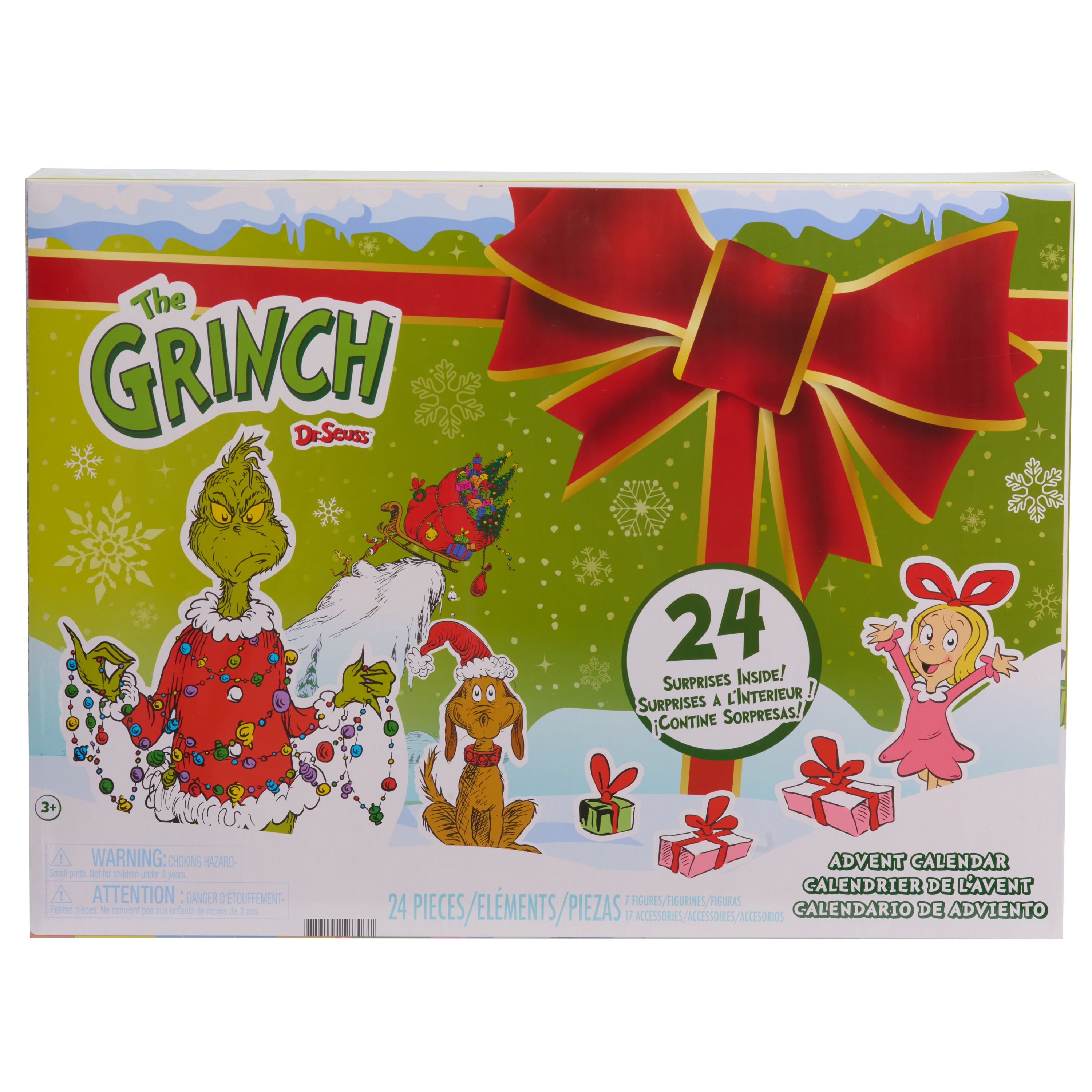 Dr. Seuss the Grinch Advent Calendar, 24-Piece Holiday Countdown, Kids Toys by Just Play, Ages 3 Up