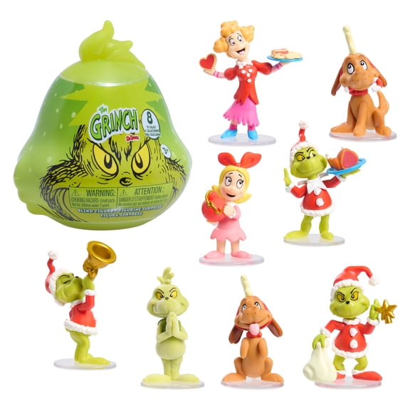 Dr. Seuss The Grinch Collectible Figures, Blind Capsule Toy with 2.75-inch Surprise Figure with Clear Base, Kids Toys by Just Play, Ages 3 and up