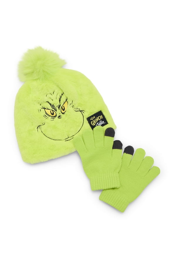Dr. Seuss The Grinch Faux Fur Hat and Gloves Set
