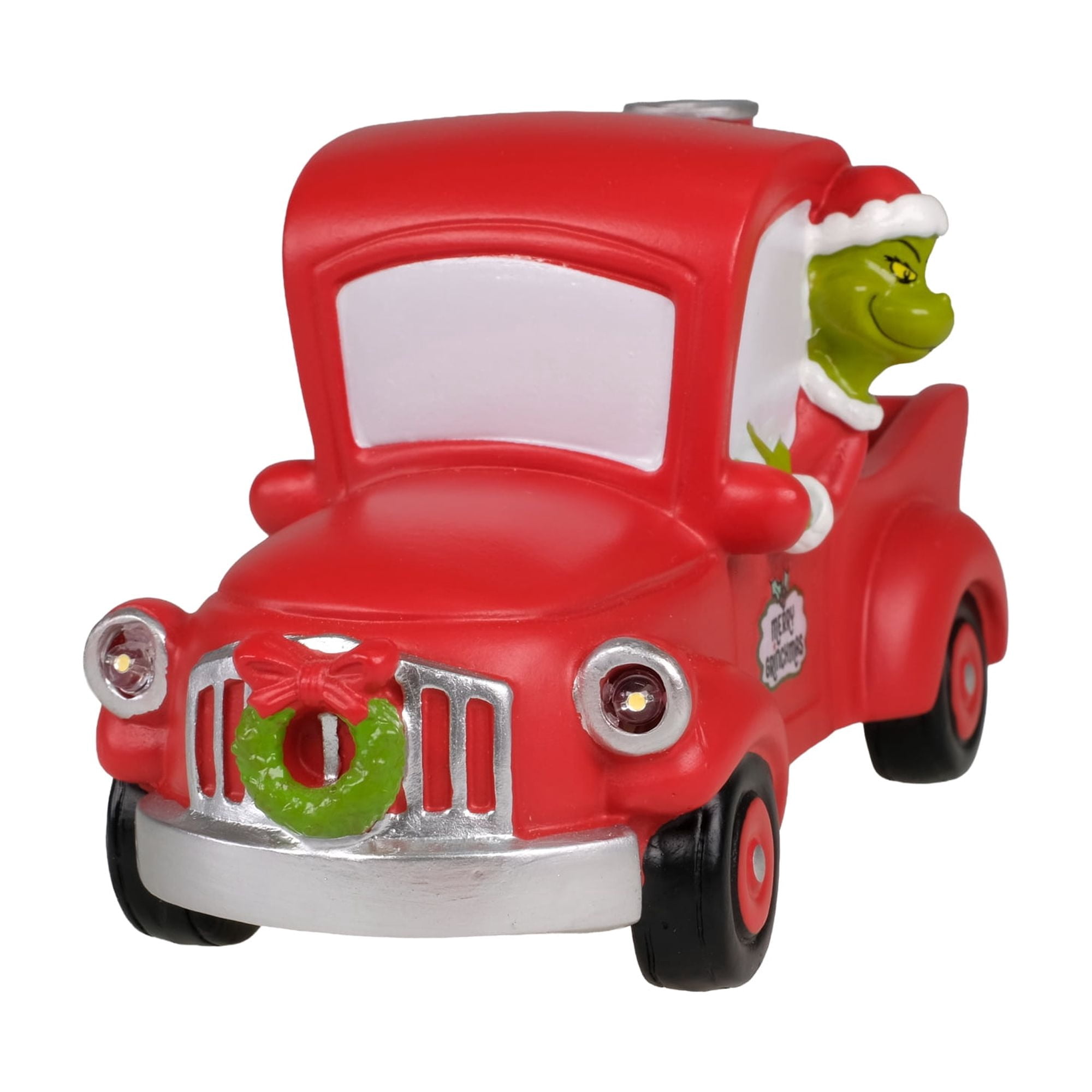 Dr. Seuss The Grinch Red Christmas Truck Tabletop Figurine with Merry Grinchmas Sign
