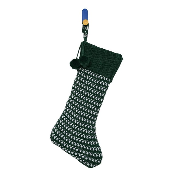 Knit Dot Christmas Stocking, Green and White, 21", by Holiday Time