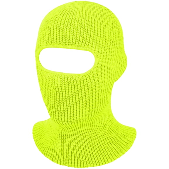 GRNSHTS 1-Hole Knitted Full Face Cover Adult Unisex Winter Warm Ski Balaclava for Outdoor Women Men (Fluorescent Yellow)