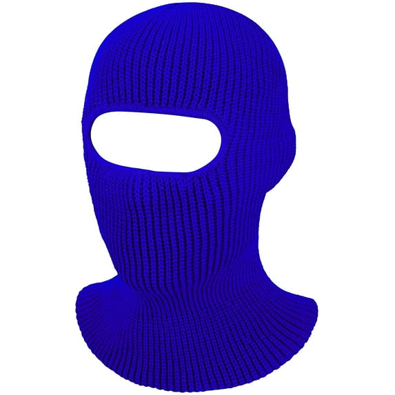 GRNSHTS 1-Hole Knitted Full Face Cover Adult Unisex Winter Warm Ski Balaclava for Outdoor Women Men (Royal Blue)