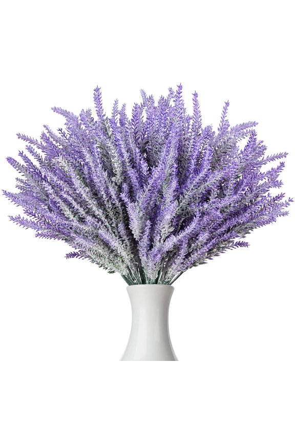 12 Bundle Artificial Flowers Fake Lavender Plant, Real Touch with Lavender Flowers Stems Bouquet for Office Wedding Garden Party Lavender Home Decor (Purple)
